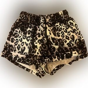 leopard print drawstring shorts with pockets